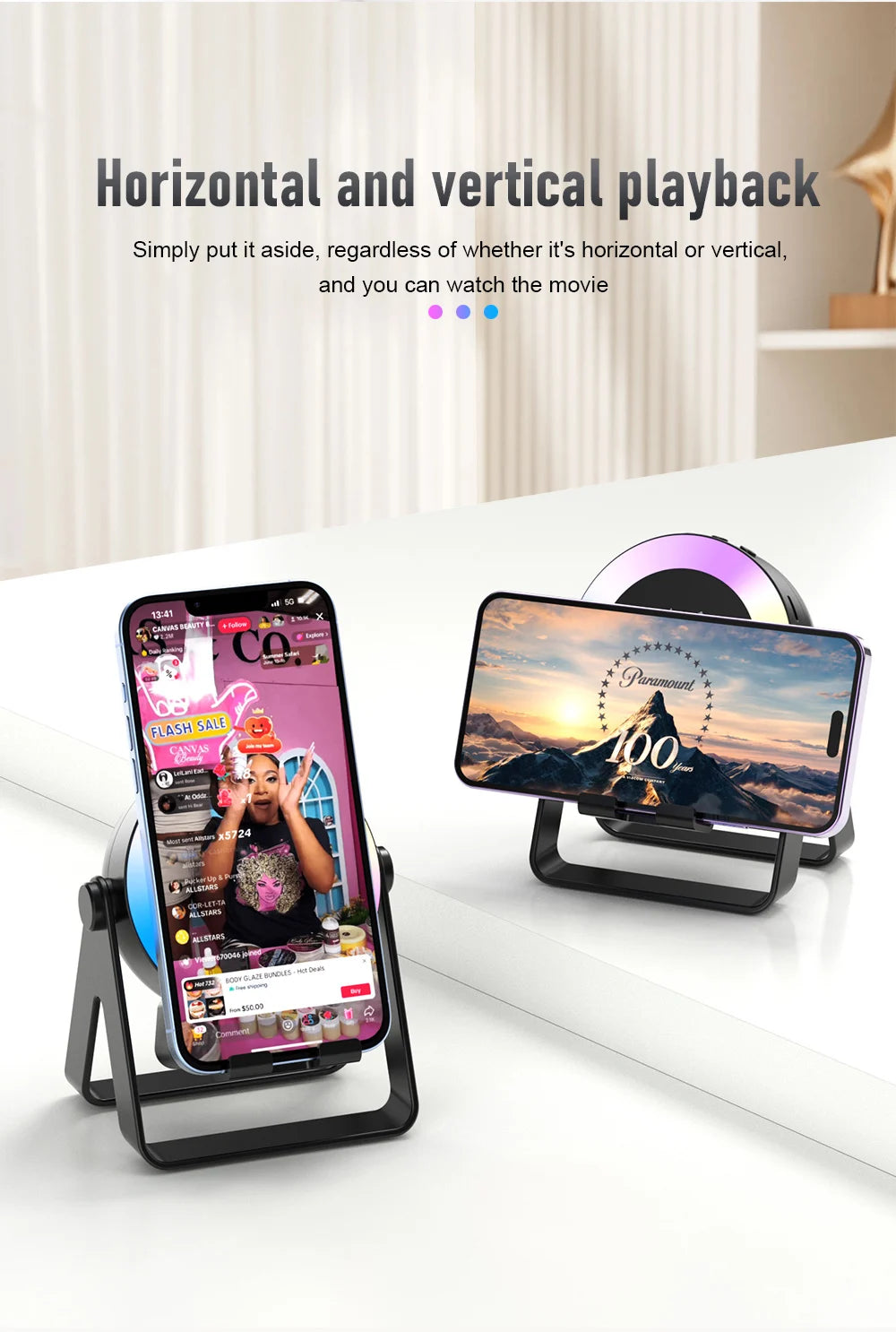 New Wireless Sensing Bracket Audio Bedroom Technology Sense E-sports Rechargeable LED Atmosphere Breathing Light Bluetooth Audio