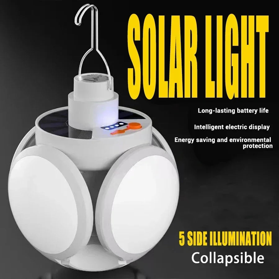 Solar Rechargeable Camping Lantern Light,Portable LED Flashlight,Outdoor Hanging Lamp,Hook,Multi Angle Lighting,Camping Fishing