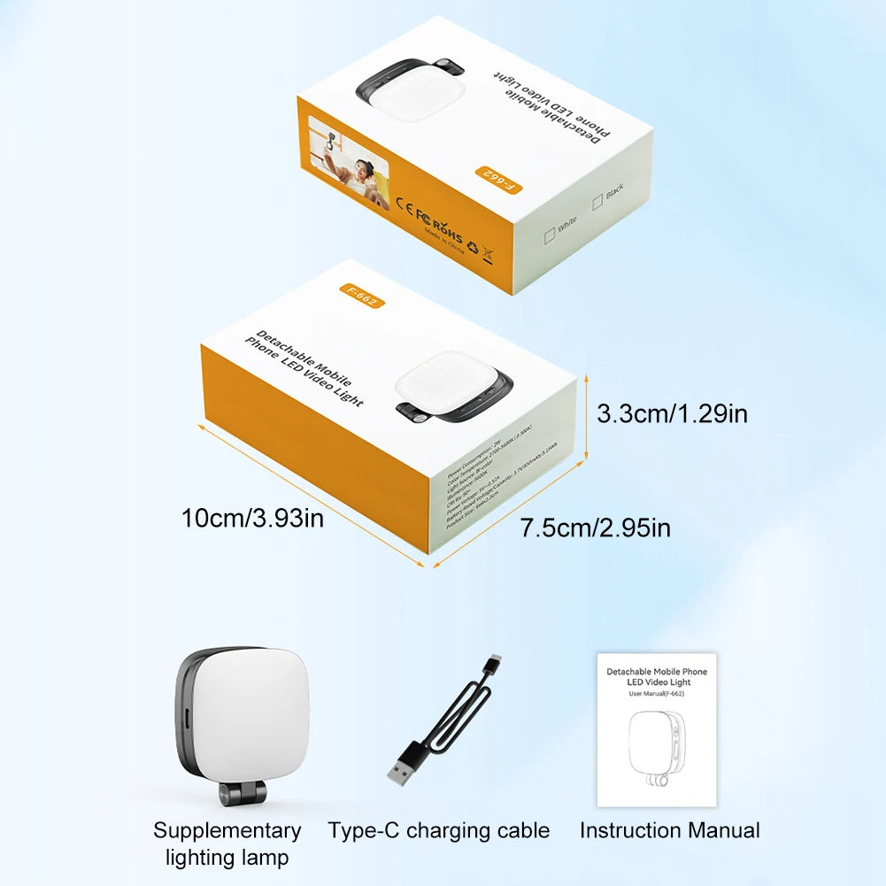 Magnetic Phone Selfie Light Mobile Phone Fill Light with Mirror Pocket Light Folding LED Phone Fill Light for Makeup Photography