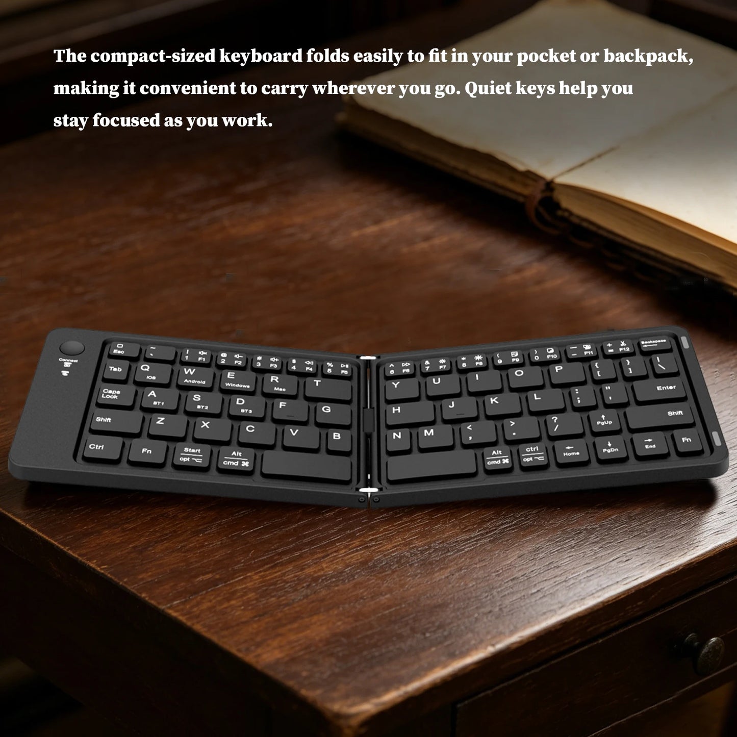 Portable BT Key Pad Magnetic Lock Ultra-Thin Folding Keyboards Type-C Charging Travel Wireless Keyboards for Smartphone/Tablet
