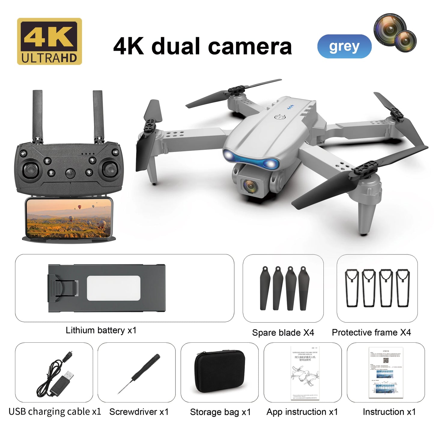New E99 K3 Mini Drone 4K Pro HD Dual Camera High Hold Mode with WiFi FPV Foldable Aerial Photography RC Quadcopter Helicopter