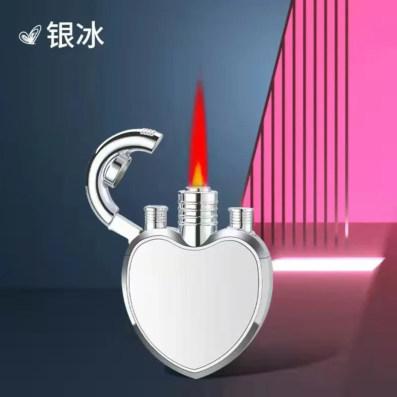 Outdoor Compass Keychain Inflatable Windproof Lighter Multi-function Watch Bottle Opener Red Flame Butane Lighters Survival Tool