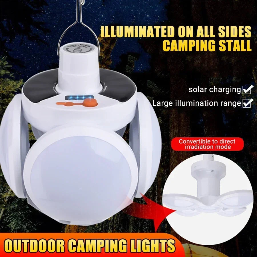 Solar Rechargeable Camping Lantern Light,Portable LED Flashlight,Outdoor Hanging Lamp,Hook,Multi Angle Lighting,Camping Fishing