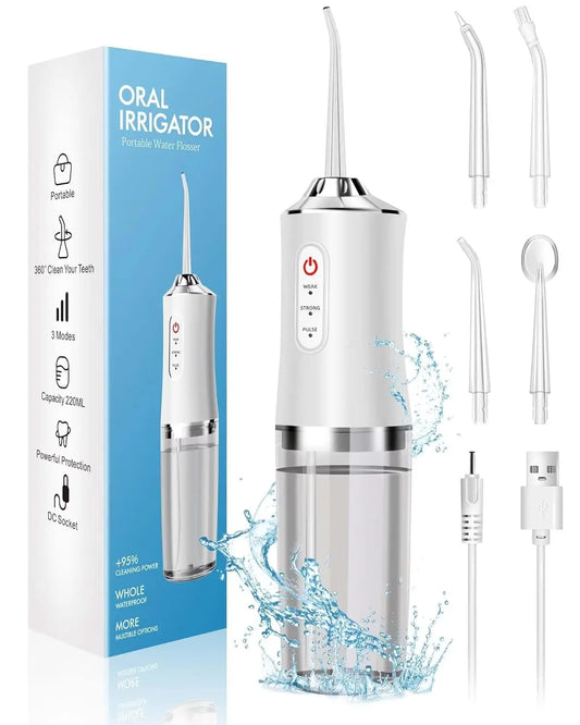 Water Dental Flosser Teeth Picks - 4 Jets 3 Modes Portable Cordless Water Flosser for Teeth Cleaner, IPX7 Waterproof Oral Irriga