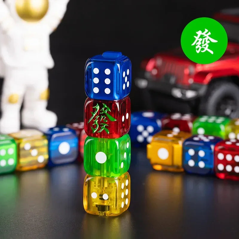 New Creative Personality Flash Dice Punch Windproof Lighter Green Flame Gas Modeling Lighter Refillable Butane Gas Torch Lighter