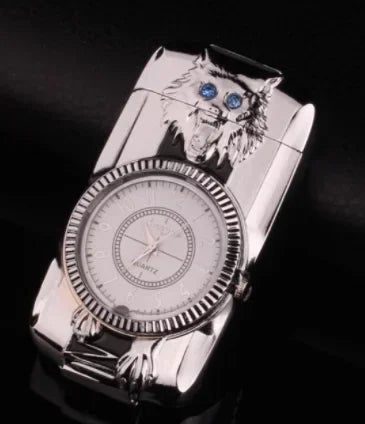 Gecko Shape Quartz Clock Lighter, Compact Gas Lighter, Butane Jet Torch, Cigarette Cigar, Direct Fire Lighter, Men's Gift