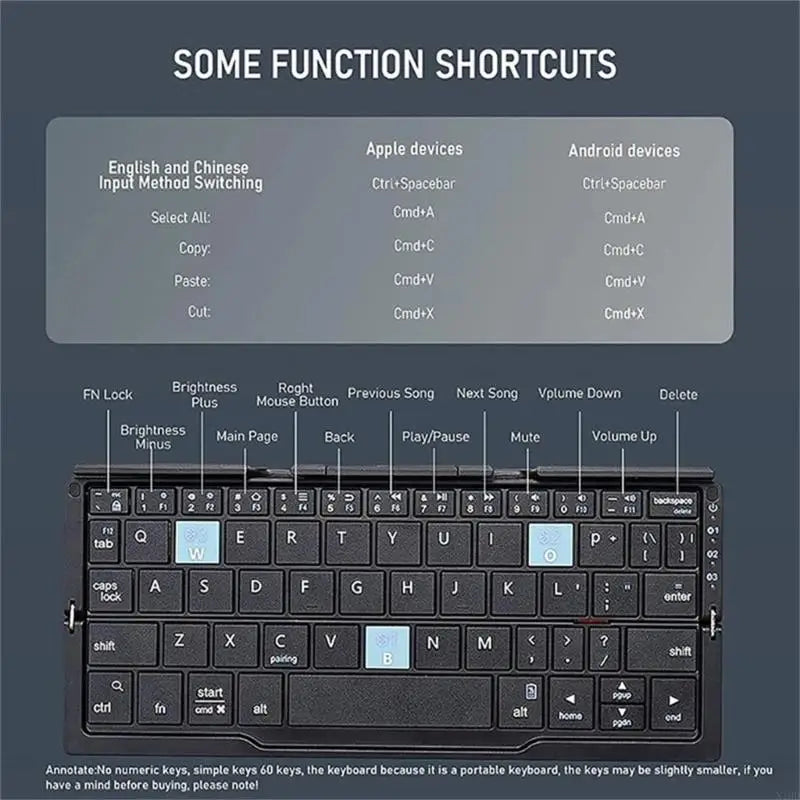 N1HD Folding Bluetooth-compatible Keyboard Wireless Keypad with Stand Efficiency in the Workplace Fast &Accurate Input