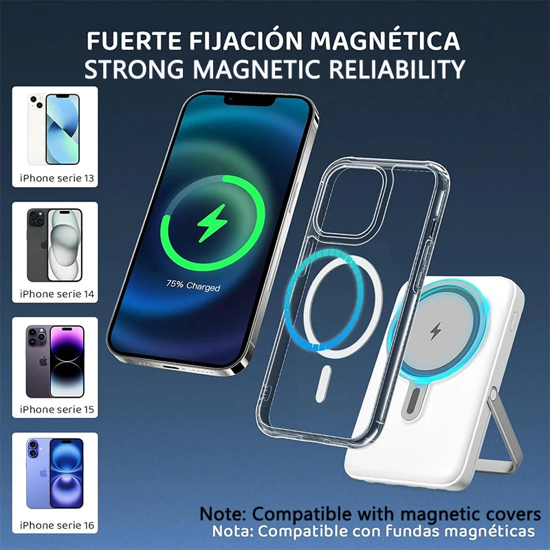 Power Bank 10000mAh, Fast Charging Portable Battery, with Stand and 4 Cables Wireless Magnetic Charger for iPhone 14/13/Pro/Mini