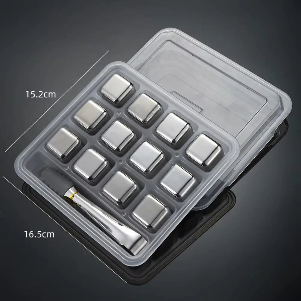 4PCS Stainless Steel Ice Cubes Reusable Quick-Freeze Whiskey Stones Perfect Husband Parent Gift for Coffee Drinks Wine Beer