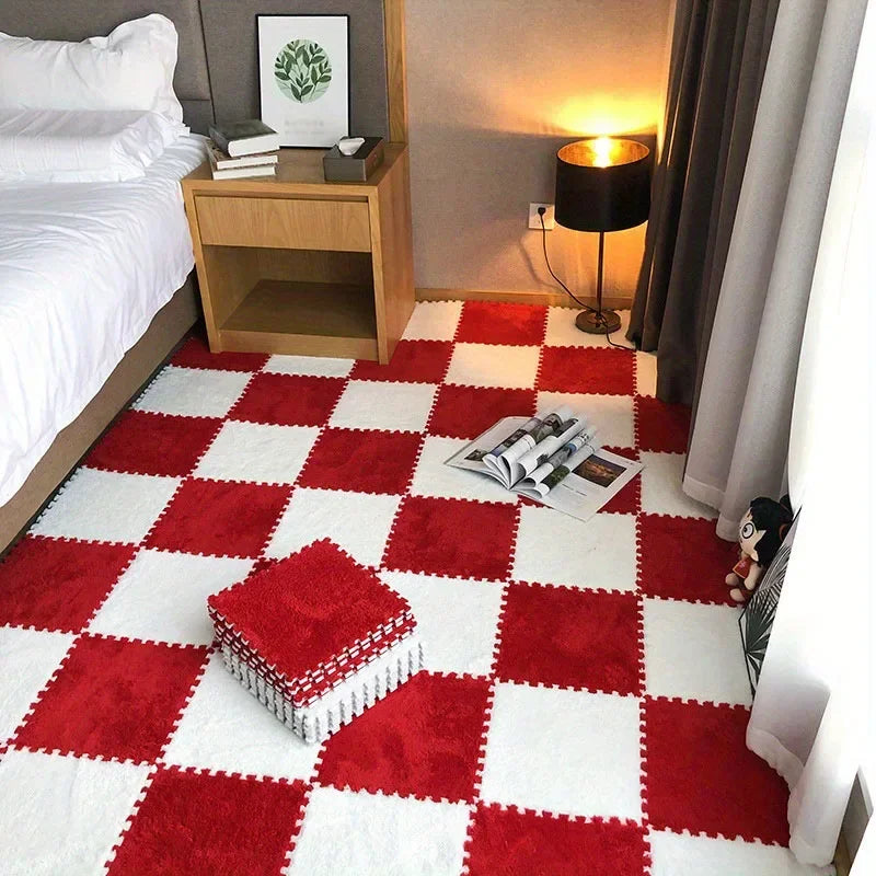 30*30cm Plush Rugs Bedroom Bedside Patchwork Carpets Window Cushion Ins Style Foam Cushion Cut Remove and Wash Patchwork Mats