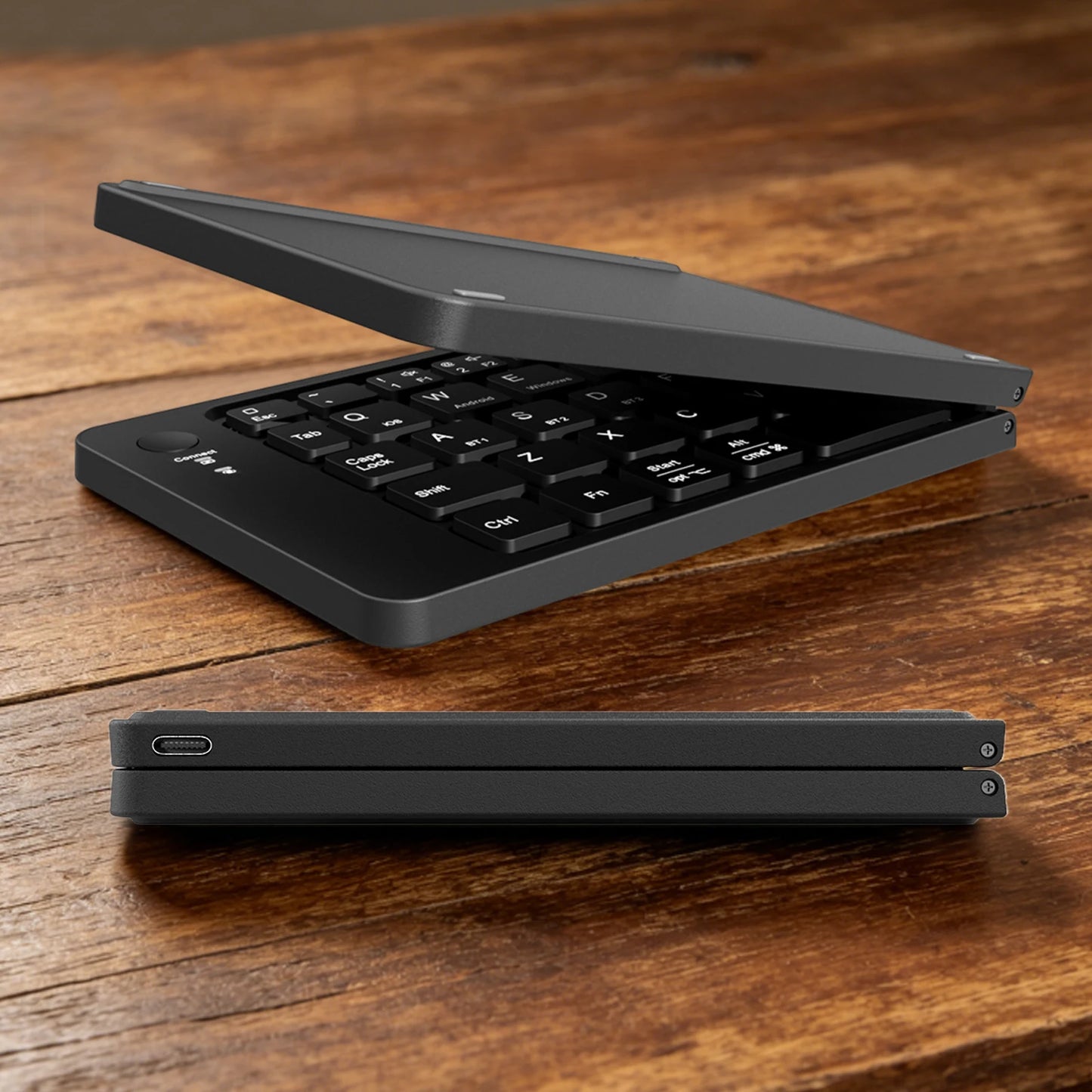 Portable BT Key Pad Magnetic Lock Ultra-Thin Folding Keyboards Type-C Charging Travel Wireless Keyboards for Smartphone/Tablet
