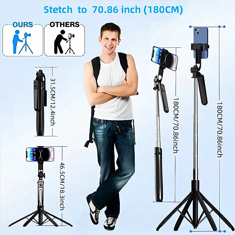 MEUYAG Selfie Stick Extendable Wireless Bluetooth Remote Portable Smartphone Tripod Stand Mount For iOS Android Phone