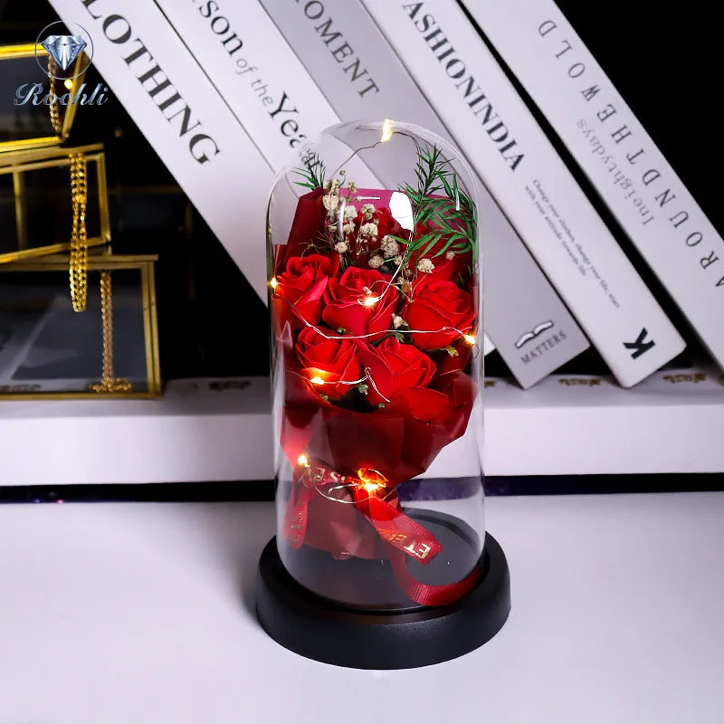 Rose Eternal Life Flower Starry Sky Glass Cover Living Room Decor Gift for Girlfriend Birthday Gift Valentine's Day Mother's Day