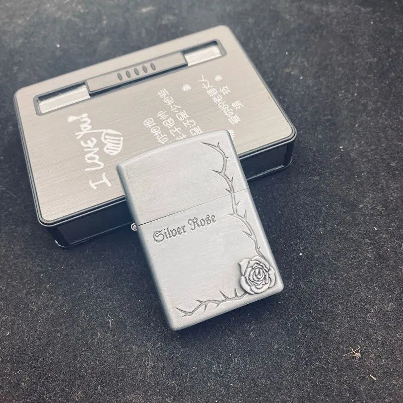 New Creative Embossed Grinding Wheel Fuel Lighter, Classic Windproof Lighter, Cigarette Accessories, Men's Gift