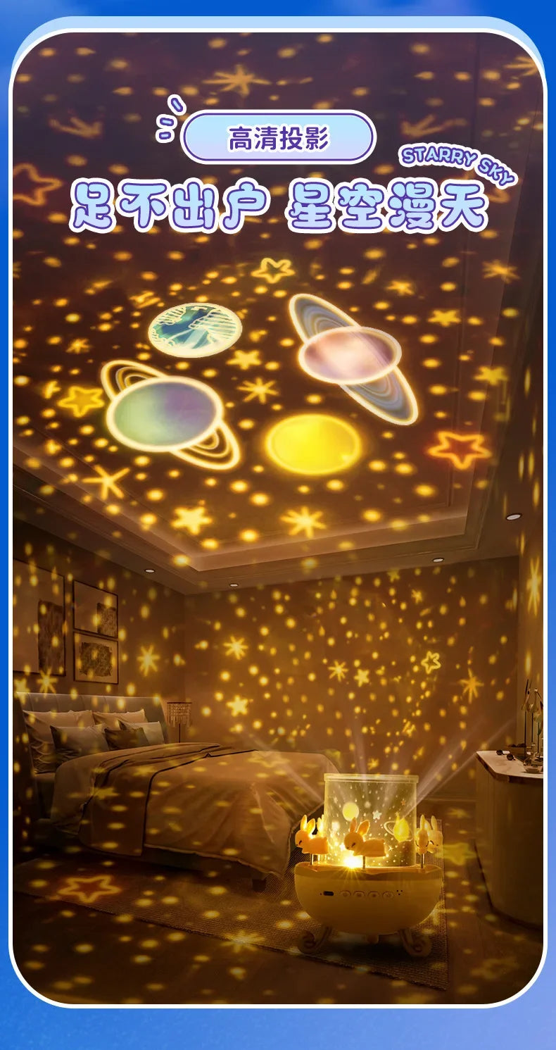 Star sky projection, small night light, carousel, horse, remote control, bluetooth audio, beautiful birthday gifts, night lamps