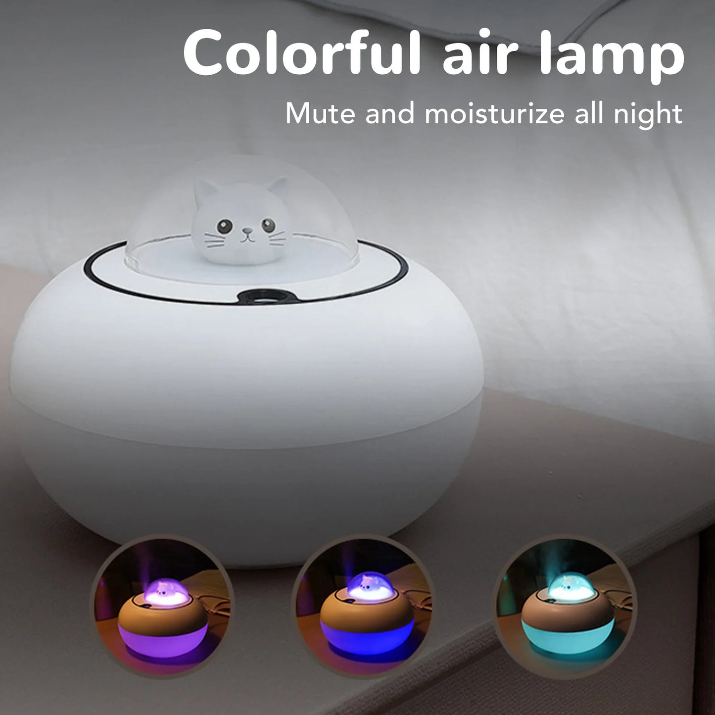 Humidifier  Humidifier Cute Cat Sculpture Portable Quiet Desktop Air Humidifier for Home  USB Plug in  Humidifier