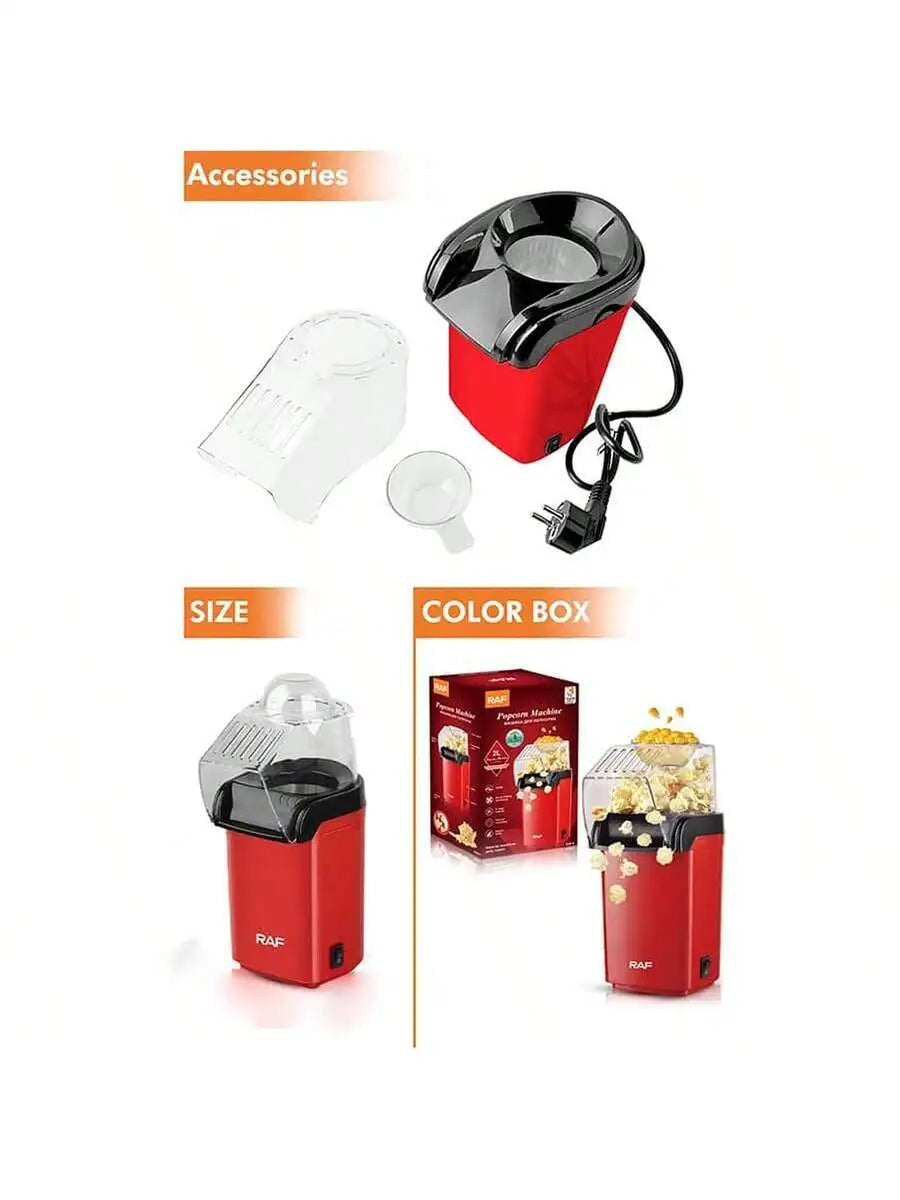 Popcorn machine, automatic popcorn machine, mini healthy homemade popcorn, 220-240 v, no oil required, for parties, camping and