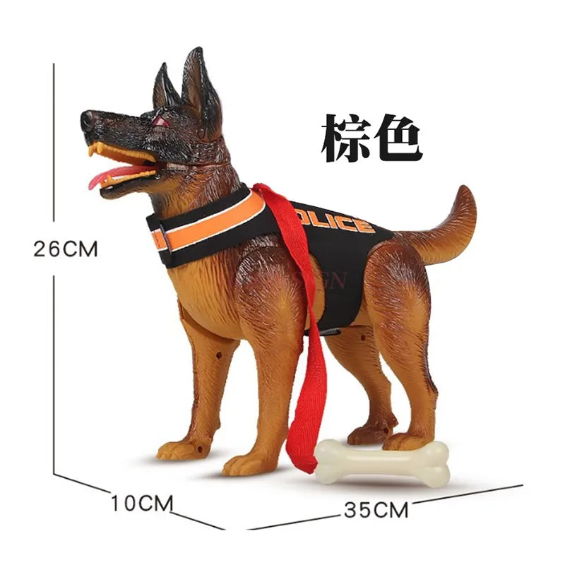 Electric toy dog can bark when walking, children's boy toy simulation plastic police dog