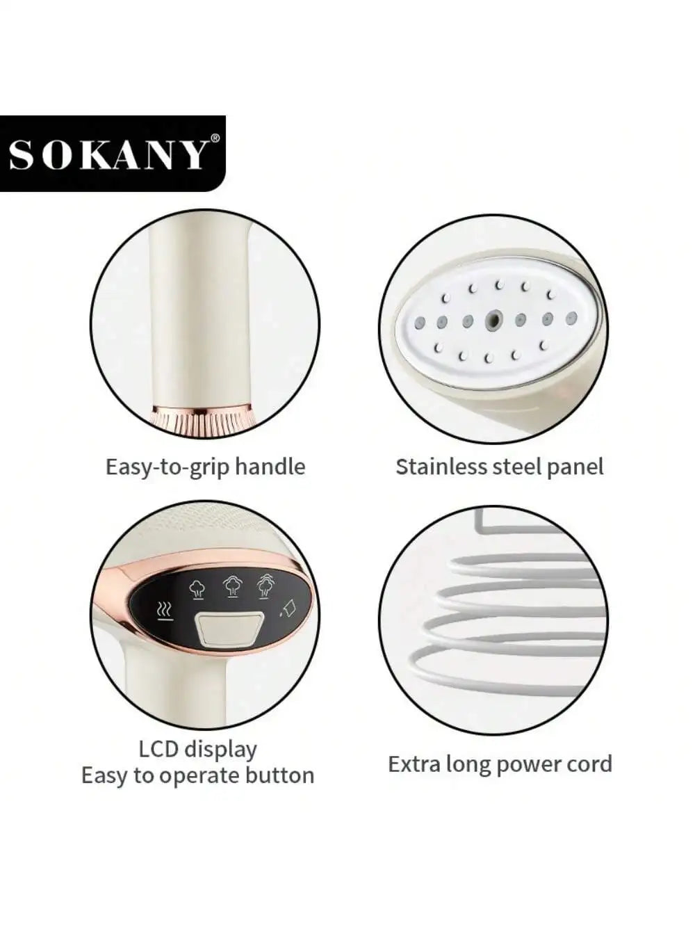 SOKANY12003 Home Multifunctional Ironing Brush, Steam Brush, Handheld Steamer, 1500W High Power, Rapid Heating