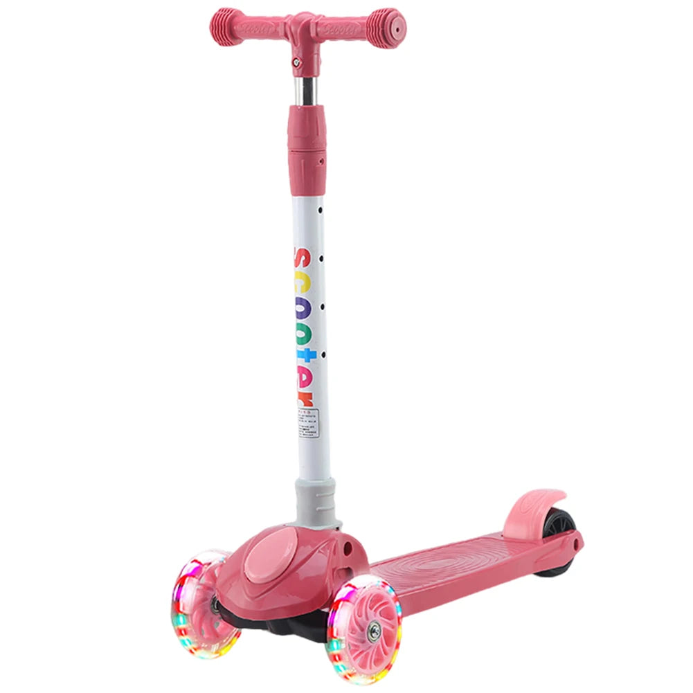 Kick Scooter Light-Up Wheels 3 Wheel Scooter Adjustable Height Kids Push Scooter Non-Slip Deck for Children Ages 3-10