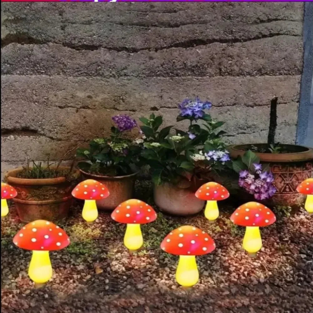 8-Piece LED Garden Mushroom Lights, Solar-Powered Outdoor Landscape Lights, Lawn & Garden Pathway Decorative Lights