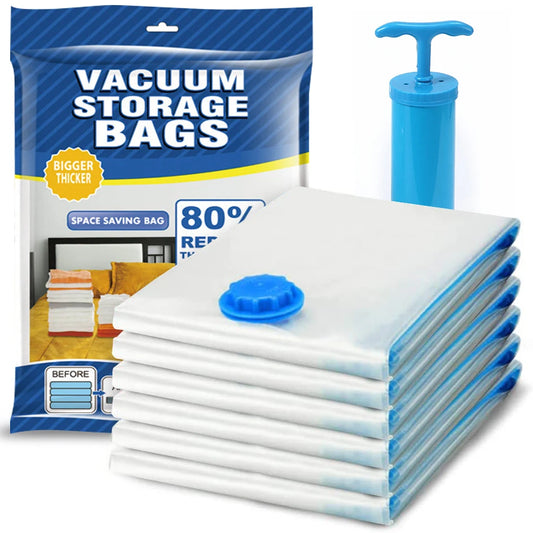 5Pcs Vacuum Bags for Storing Clothes Space Saver Vacuum Storage Bag with Hand Pump for Comforters,Blanket Storage,Bedding