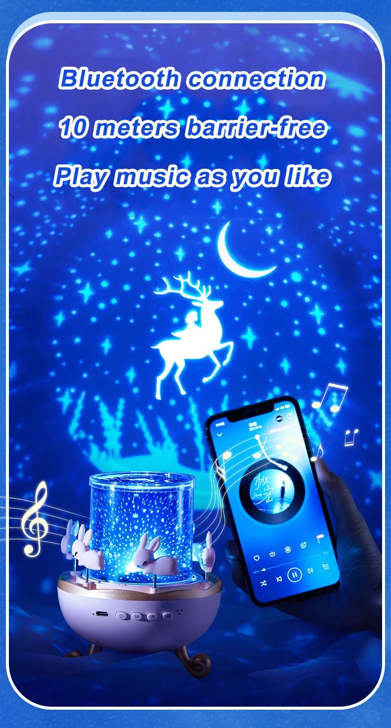 Star sky projection, small night light, carousel, horse, remote control, bluetooth audio, beautiful birthday gifts, night lamps