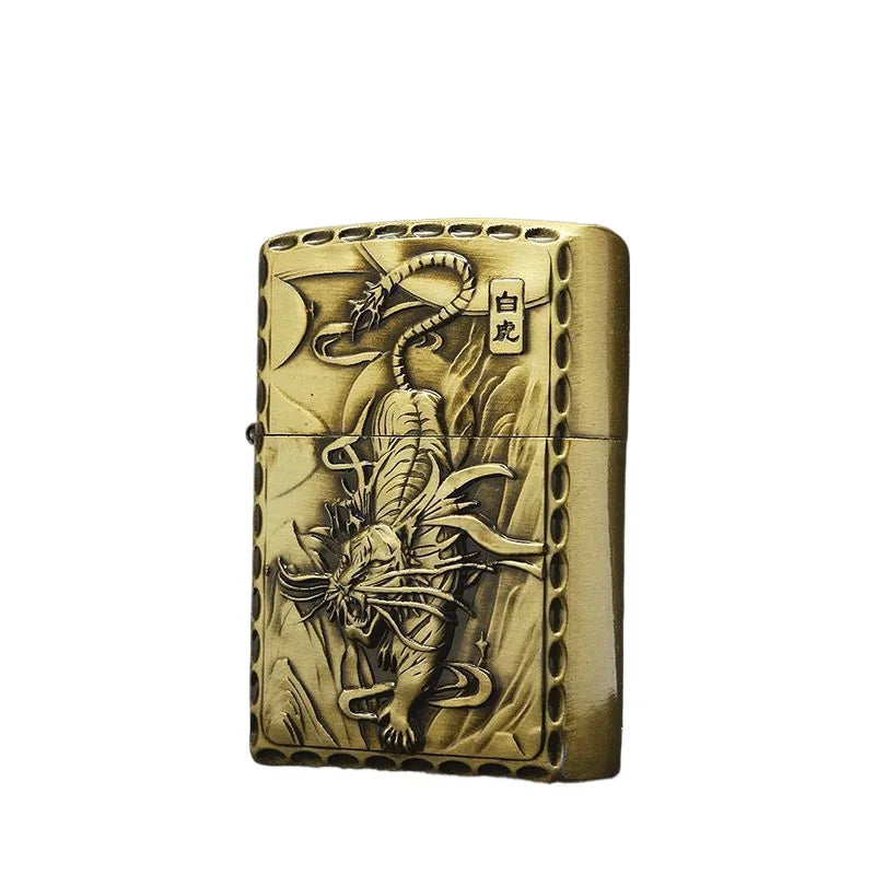 New Creative Embossed Grinding Wheel Fuel Lighter, Classic Windproof Lighter, Cigarette Accessories, Men's Gift