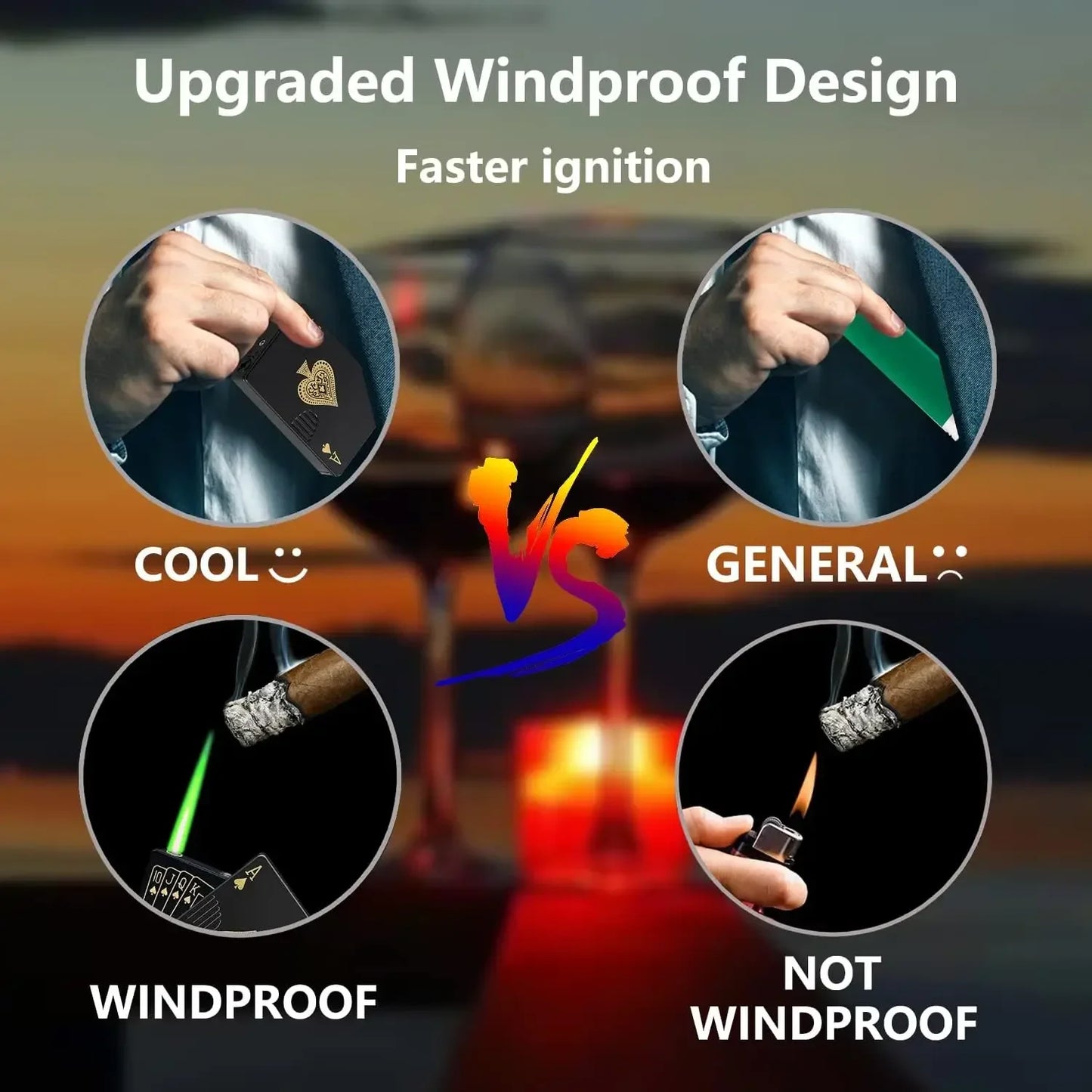 Metal Poker Card Inflatable Lighter Windproof Jet Flame Butane Cool Portable Lighter Cigarette Accessories Men's Smoking Gift