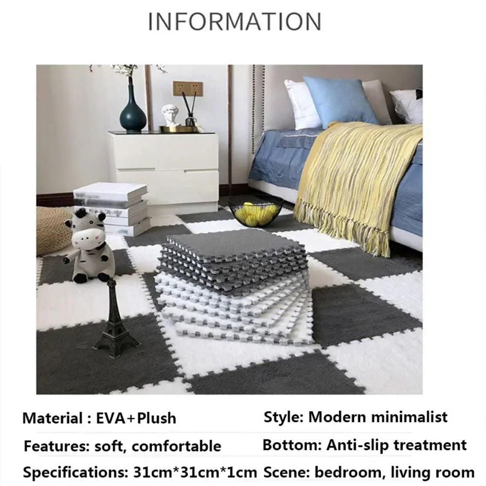 30*30cm Plush Rugs Bedroom Bedside Patchwork Carpets Window Cushion Ins Style Foam Cushion Cut Remove and Wash Patchwork Mats