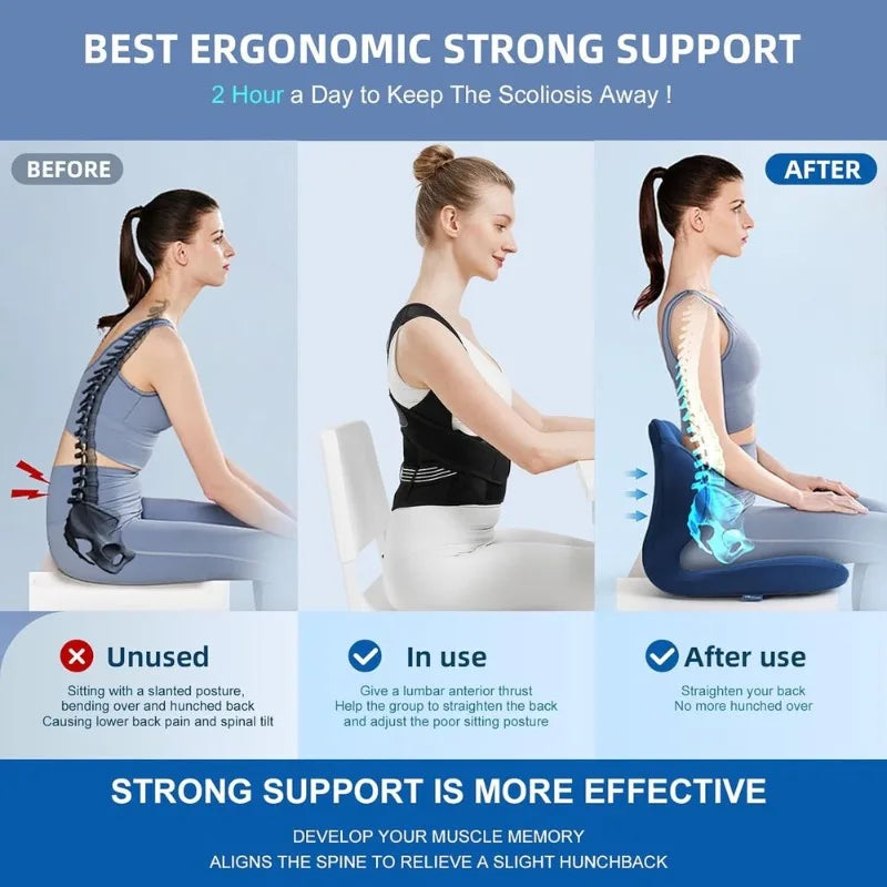 Ajustable Back Support Posture Corrector for Females Gym Rehabilitationequipment Yoga Back Belts Corset Lumbar Shoulders