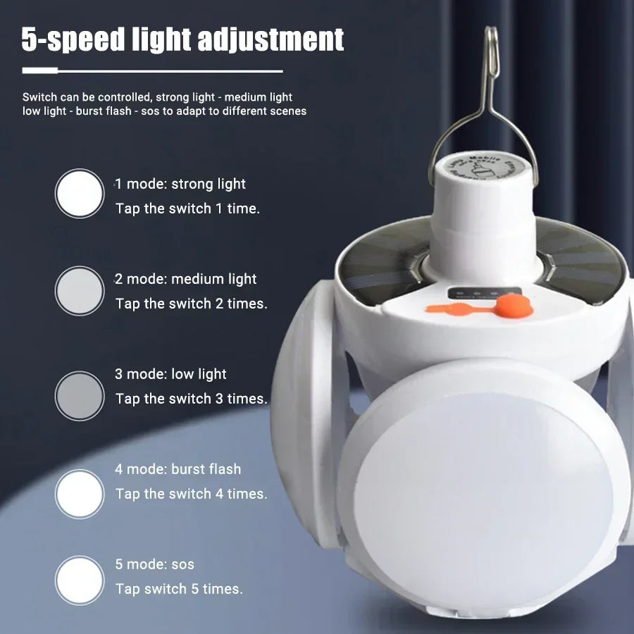 Solar Rechargeable Camping Lantern Light,Portable LED Flashlight,Outdoor Hanging Lamp,Hook,Multi Angle Lighting,Camping Fishing