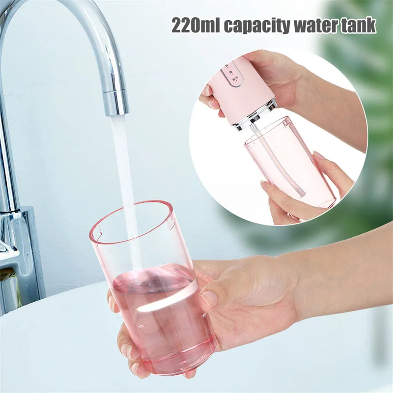 Oral Irrigator kit Portable Dental Water Flosser USB Rechargeable Water Jet Floss Tooth Pick 4 Tip 220ml 3 Modes IPX7 1400rpm