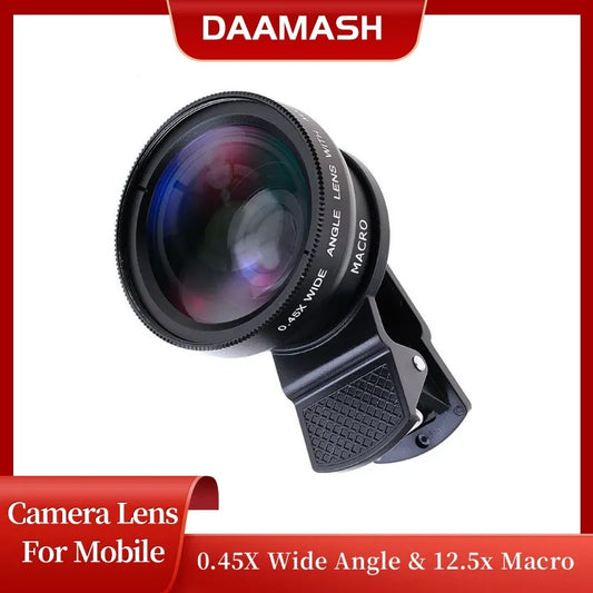 Multi Functions Universal Mobile Phone 37MM 0.45X Wide Angle & 12.5x Macro Len Kit HD Camera Lens for Phone Android Cellphone