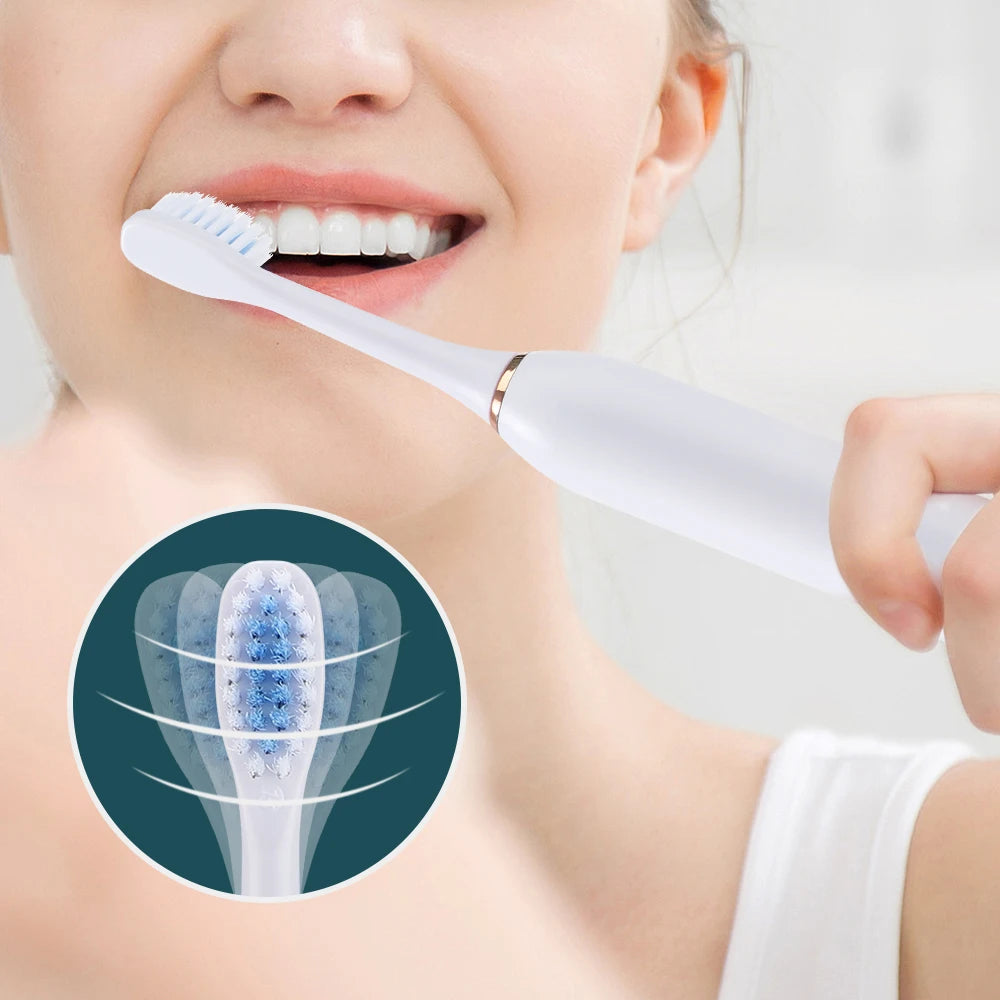 Electric Toothbrush For Adults USB Rechargeable Sonic Toothbrush 6 Modes Cleaning Teeth Brush With 4PCS Replacement Heads IPX7