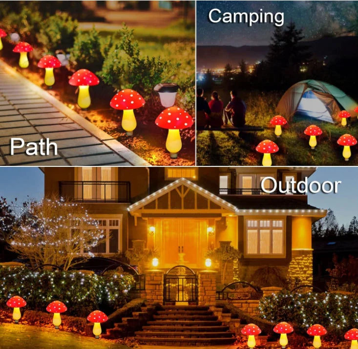 8-Piece LED Garden Mushroom Lights, Solar-Powered Outdoor Landscape Lights, Lawn & Garden Pathway Decorative Lights