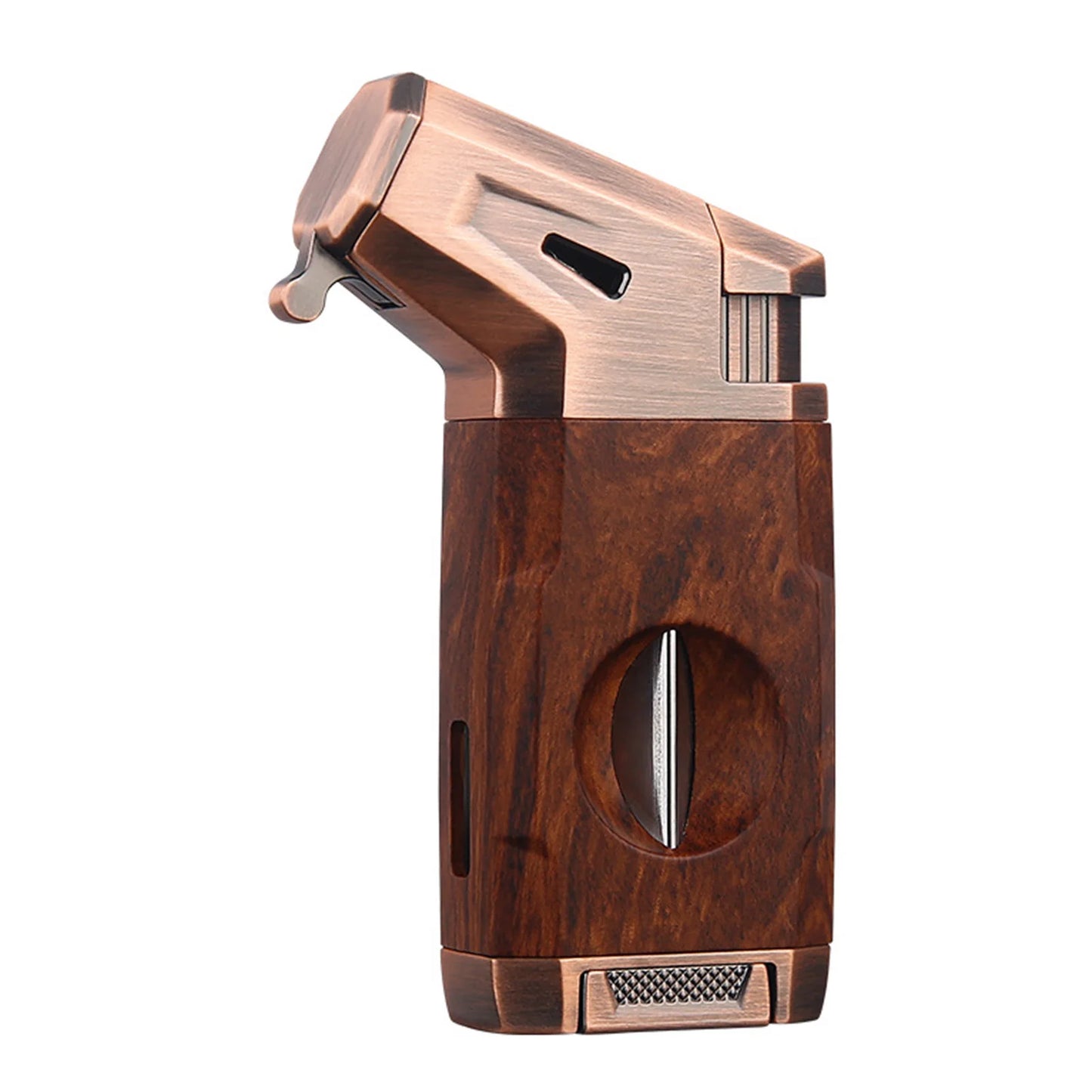 Wood Grain Torches Lighter with V-Cutter All Purpose Cool Refillable Lighters for Men Adults Teens