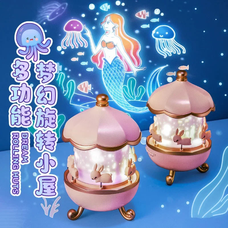 Star sky projection, small night light, carousel, horse, remote control, bluetooth audio, beautiful birthday gifts, night lamps