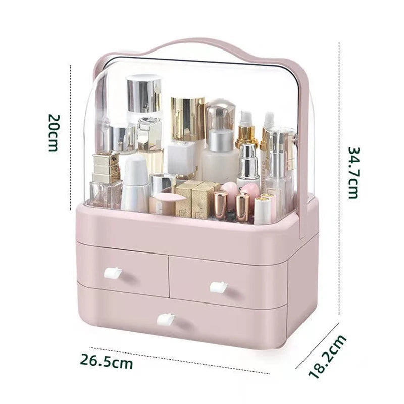 Cosmetic Organizer  Countertop Organizer For Dresser With Lid And Drawer Countertop Waterproof And Dustproof Skin Care Organizer