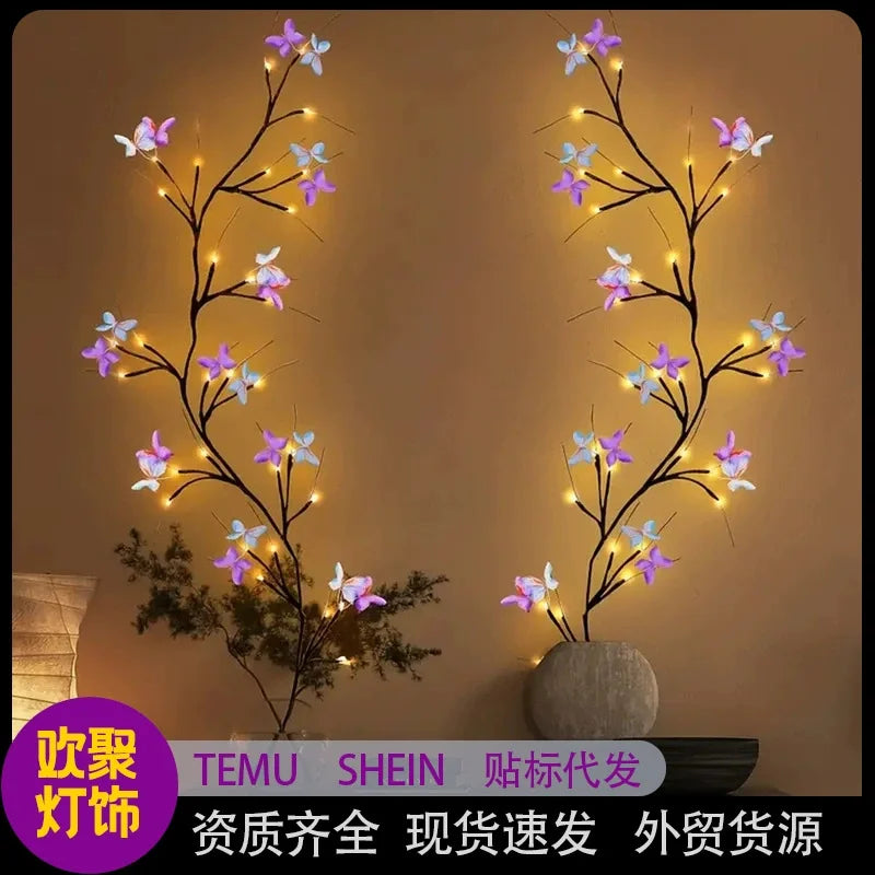 164 of flexible 30 LED willow vine light with butterfly decoration, 8 modes, USB powered butterfly tree night light 1.6m/5.2