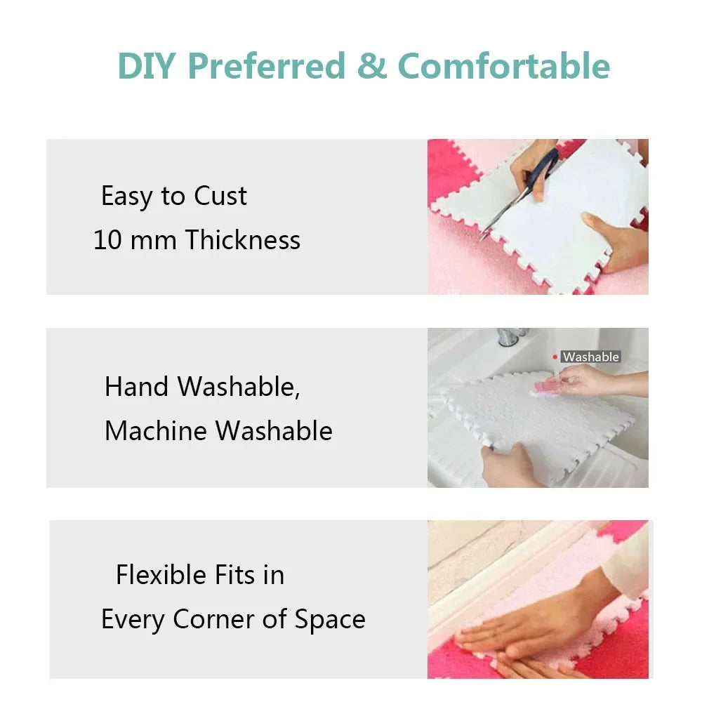 30*30cm Plush Rugs Bedroom Bedside Patchwork Carpets Window Cushion Ins Style Foam Cushion Cut Remove and Wash Patchwork Mats