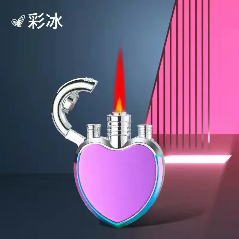 Outdoor Compass Keychain Inflatable Windproof Lighter Multi-function Watch Bottle Opener Red Flame Butane Lighters Survival Tool