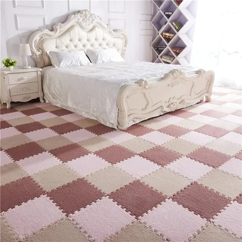 30*30cm Plush Rugs Bedroom Bedside Patchwork Carpets Window Cushion Ins Style Foam Cushion Cut Remove and Wash Patchwork Mats