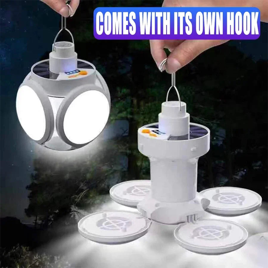 Solar Rechargeable Camping Lantern Light,Portable LED Flashlight,Outdoor Hanging Lamp,Hook,Multi Angle Lighting,Camping Fishing