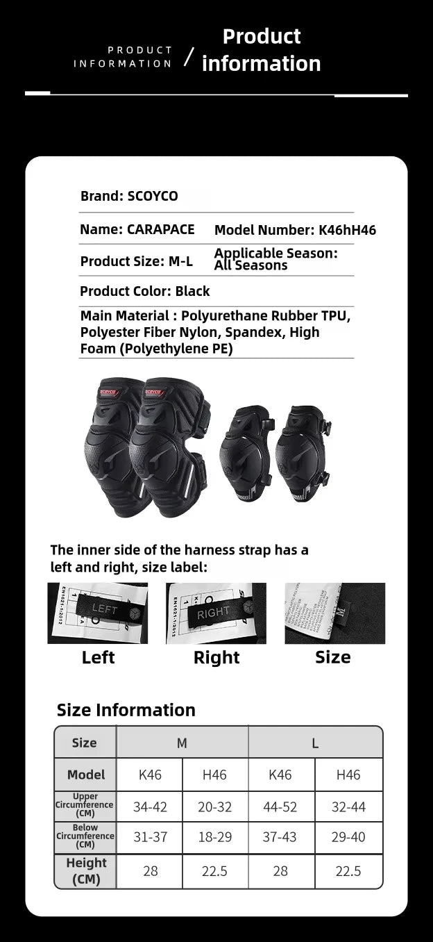 SCOYCO Motorcycle Knee Pads Motorbike Riding Guards Protection Equipment Gear Motocross MTB Bike Joelheira Kneepad Safety Guards