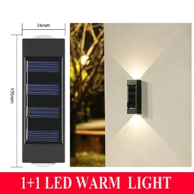 Solar Fence Lights Outdoor Wall Sconce Light LED Up and Down Waterproof Dusk to Dawn Lighting for Deck Stair Patio Yard