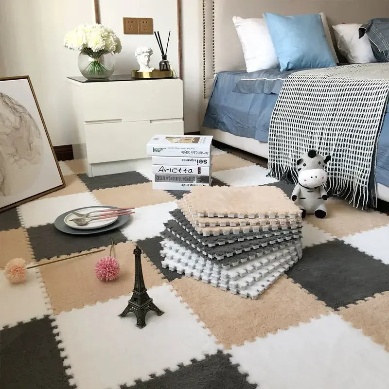 30*30cm Plush Rugs Bedroom Bedside Patchwork Carpets Window Cushion Ins Style Foam Cushion Cut Remove and Wash Patchwork Mats