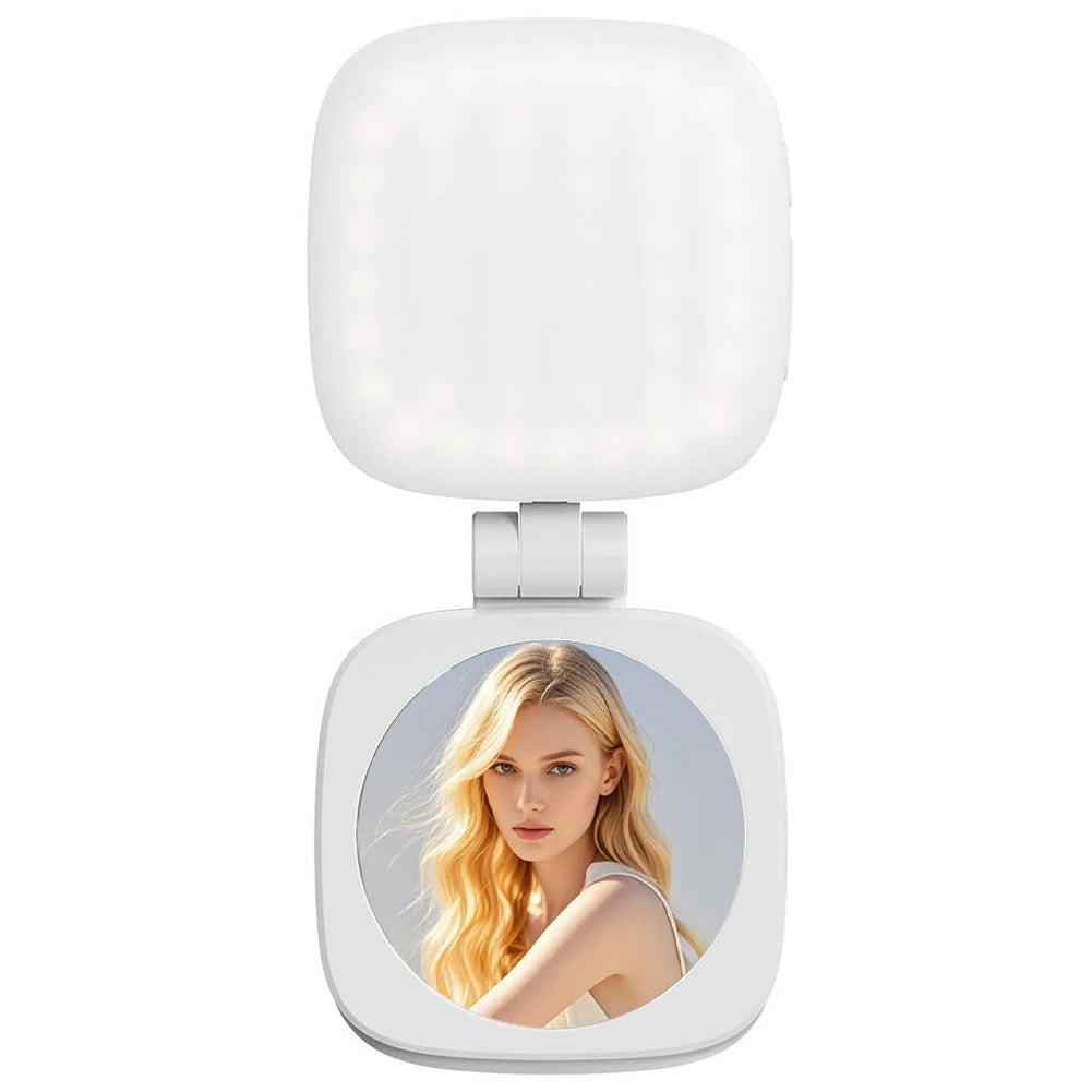 Magnetic Phone Selfie Light Mobile Phone Fill Light with Mirror Pocket Light Folding LED Phone Fill Light for Makeup Photography