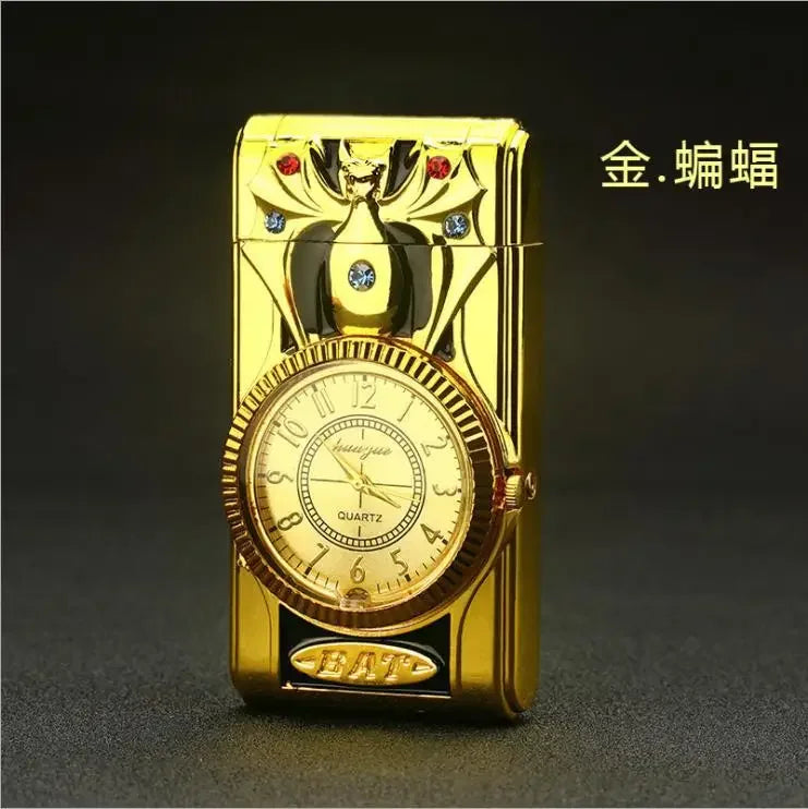 Gecko Shape Quartz Clock Lighter, Compact Gas Lighter, Butane Jet Torch, Cigarette Cigar, Direct Fire Lighter, Men's Gift
