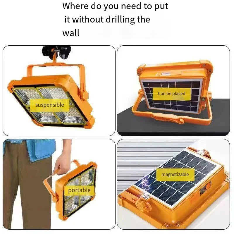 Superbright 1000watt Portable Camping Tent Lamp USB Rechargeable LED Solar Flood Light Outdoor waterproof Work Repair Lighting
